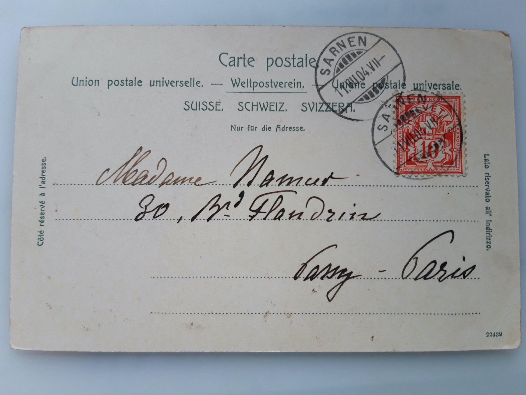 Cartoline postali: Sarnen 1904 – Usato da Sargans venduto da nicsam1815 1