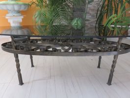 Salon🤩Tisch mit Schmiedeeisen+1x Glasplatte rund 100 cm