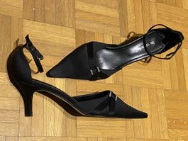 La Strada eleganter schwarzer Pumps, Satinstoff, Gr. 39, neu