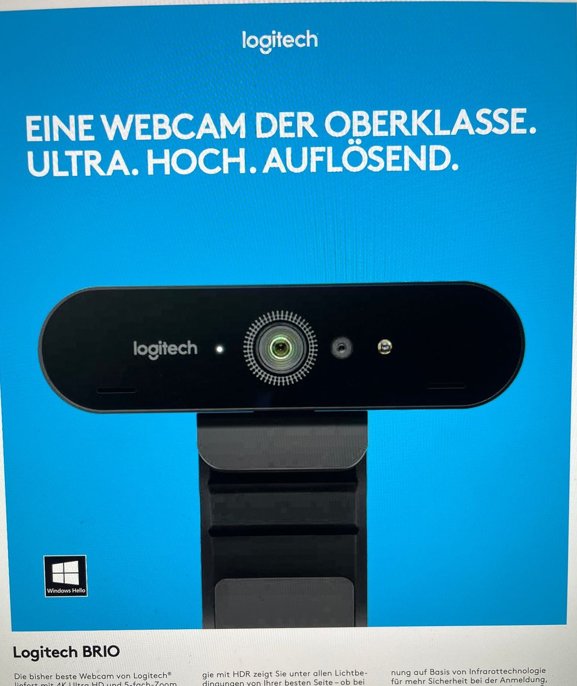 Logitech Webcam: Brio Logitech Ultra HD Pro Business Webcam – Usato da Allschwil venduto da Waggis64 2