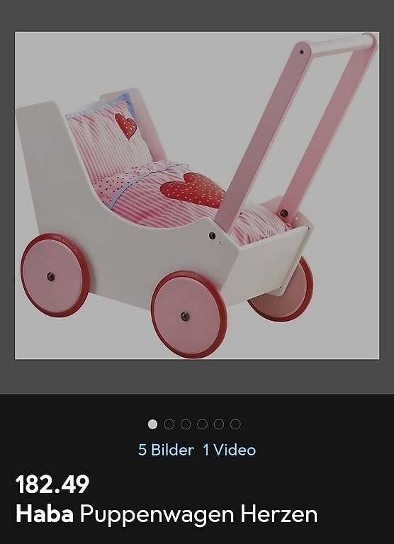 Puppenwagen: Haba Holzpuppenwagen mit Garnitur – Gebraucht aus Rüti ZH von la-93