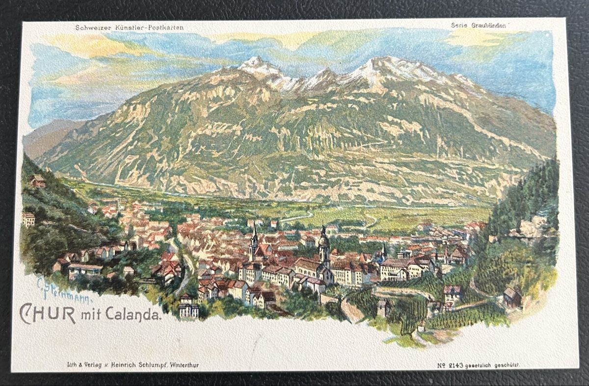 Cartoline postali: Gruss aus Chur Schlumpf Litho  – Usato da Horw venduto da Tellbub