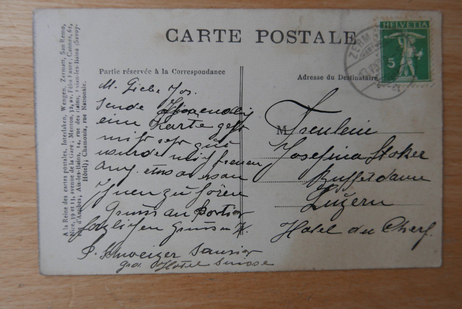 Cartes postales: A.K. Zermatt ca. 1909 – D'occasion à Rotkreuz par nigal 1