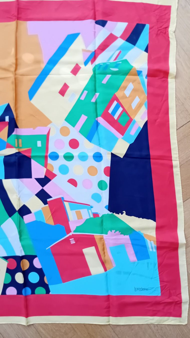 Foulard Carré En Soie Loredano 90x90 Cm - Multicolore, Occasion Très Bon état