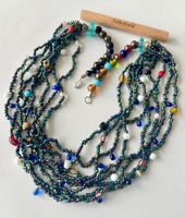 Boho Vintage Multistrang Long Kette aus Glasperlen – Unikat