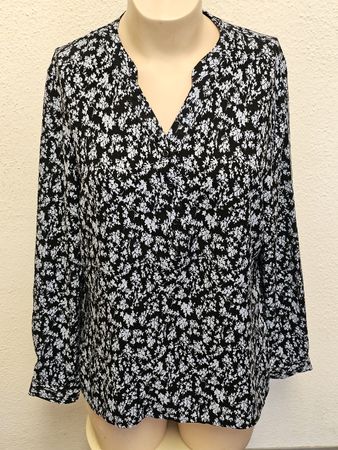 Chicorée Damenbluse Schwarz Weiß Blumenmuster Gr. XL 100% Vi