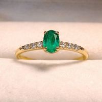 585er Goldring | Natürlicher Smaragd 0,4 ct 6 Diamanten 