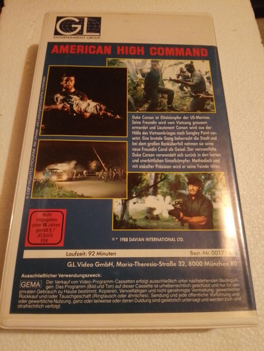 Tutti i VHS: American High Command G.L. Entertanement Group VHS 00171-6 – Usato da Remetschwil venduto da Privatflohmi 1