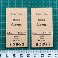 Mitlödi - Glarus, SBB Billette Nr. 2089 & 2090, 17.2.1984