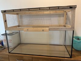 Hamsterkäfig Eigenbau mit Aquarium-Unterteil, Top Zustand!