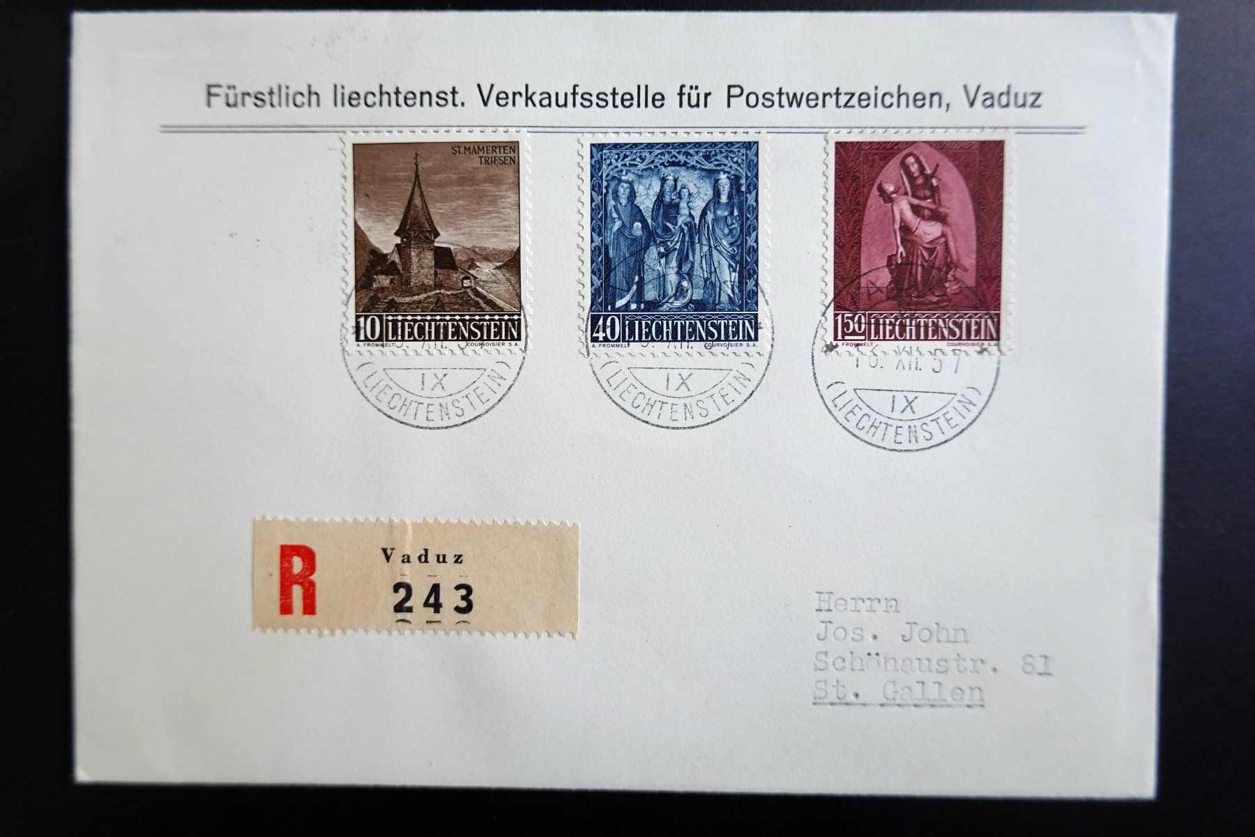 Alle Briefmarken: 1957 FDC Weihnachsserie I – Gebraucht aus Mettmenstetten von Sutasso