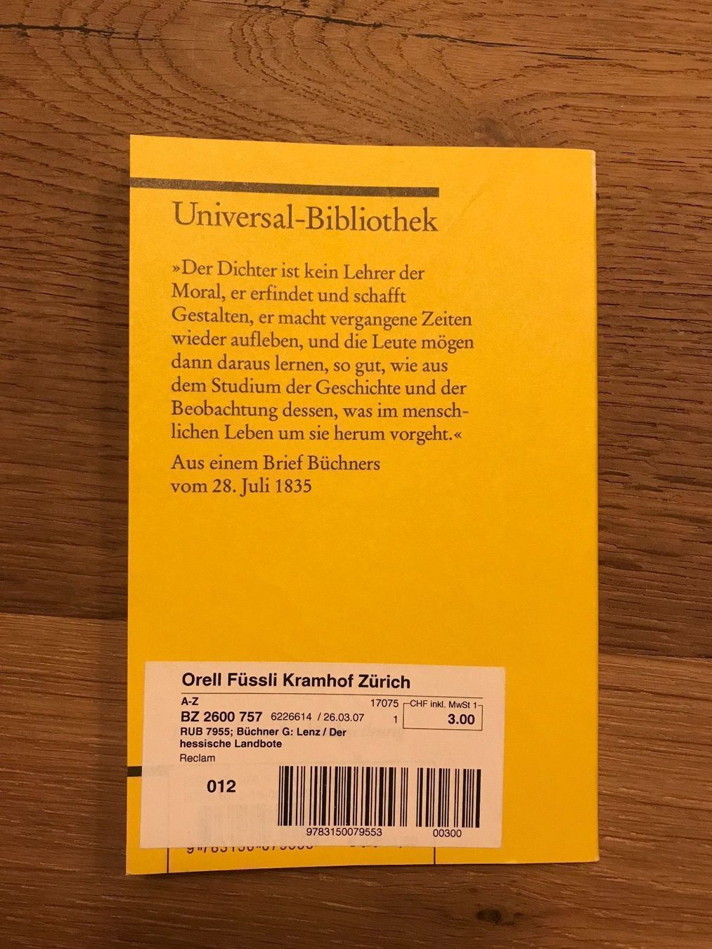Livres: Der Hessische Landbote  / Lenz – D'occasion à Kloten par Bargainhunter_2012 1