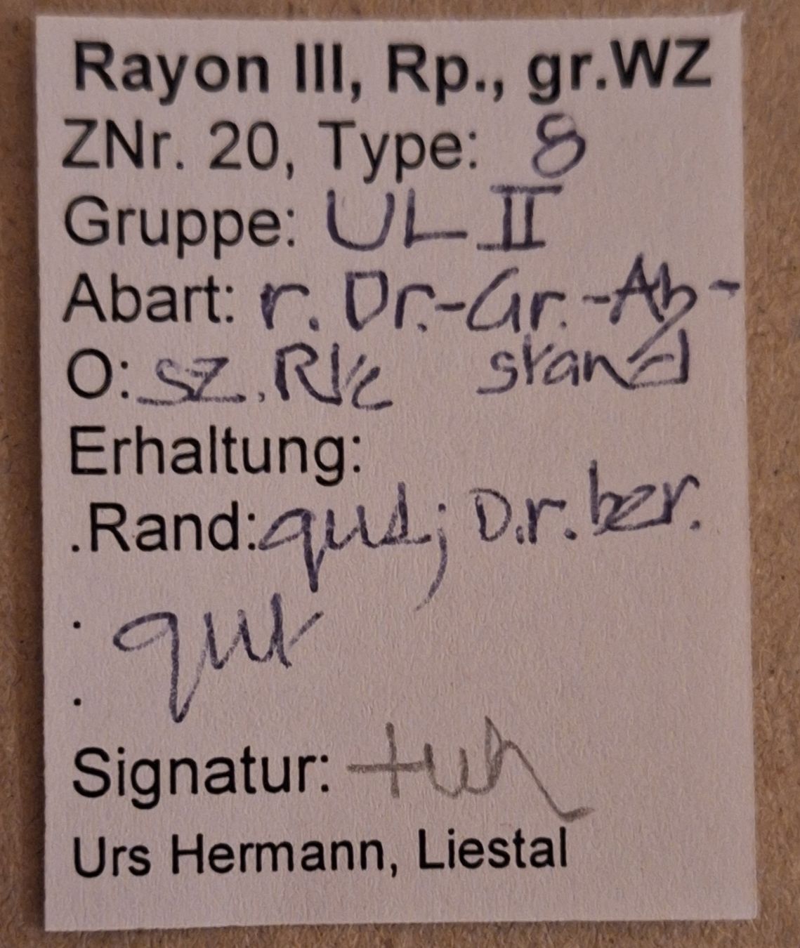 Tutti i francobolli: Rayon Nr. 20 Typ 8 UL II mit Befund – Usato da Balgach venduto da SIMEON27 2