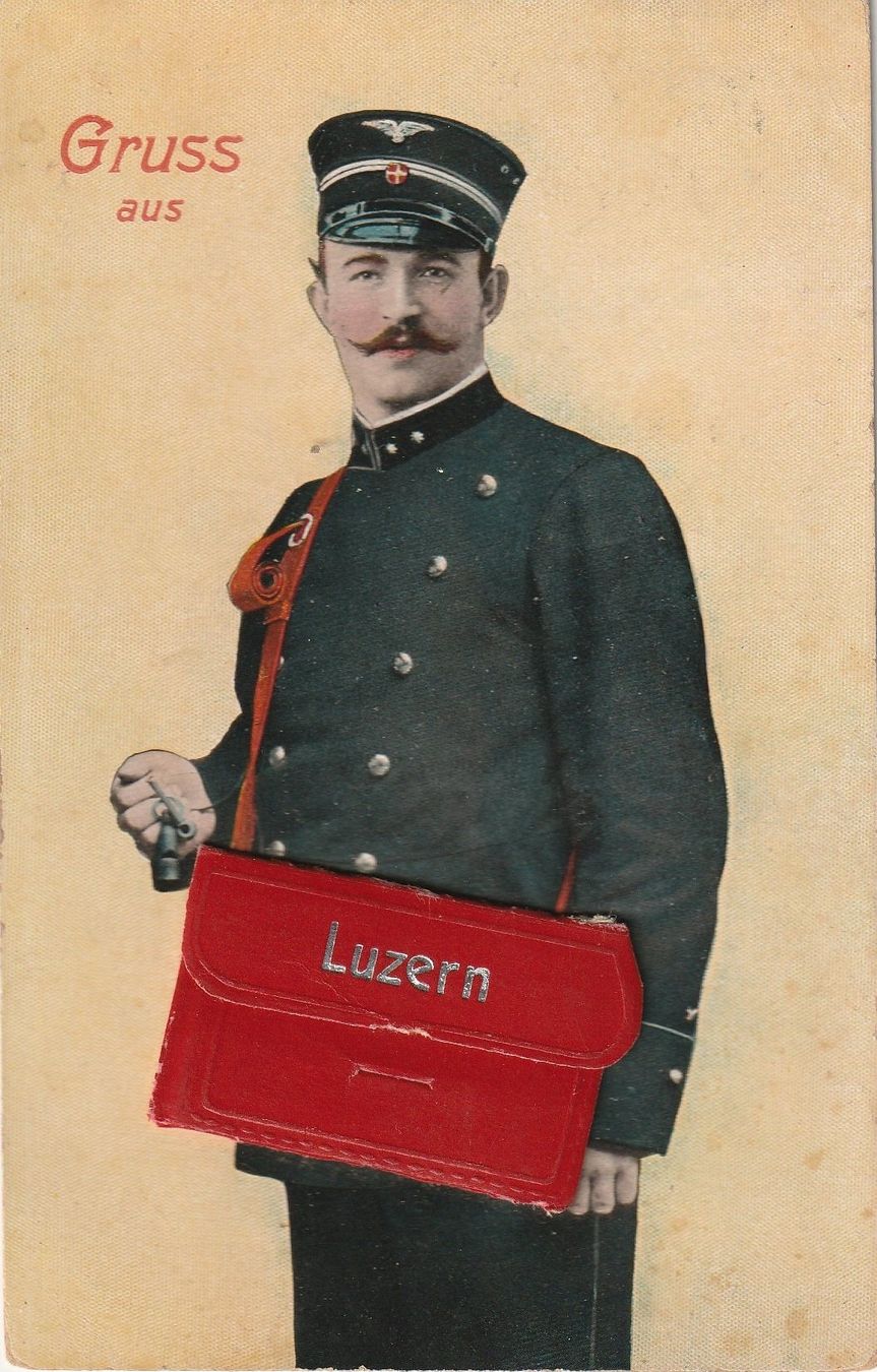 Cartoline postali: Luzern. Postbote mit Tasche und Leporello – Usato da Bronschhofen venduto da Astore