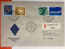 Schweiz 1994 Feldpost 52 R-Brief Fliegerabwehrtruppen