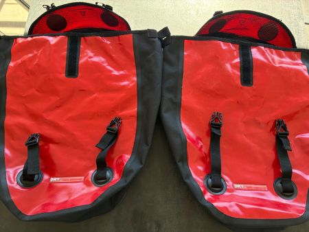 Fahrradtaschen Set wasserdicht rot schwarz gebraucht