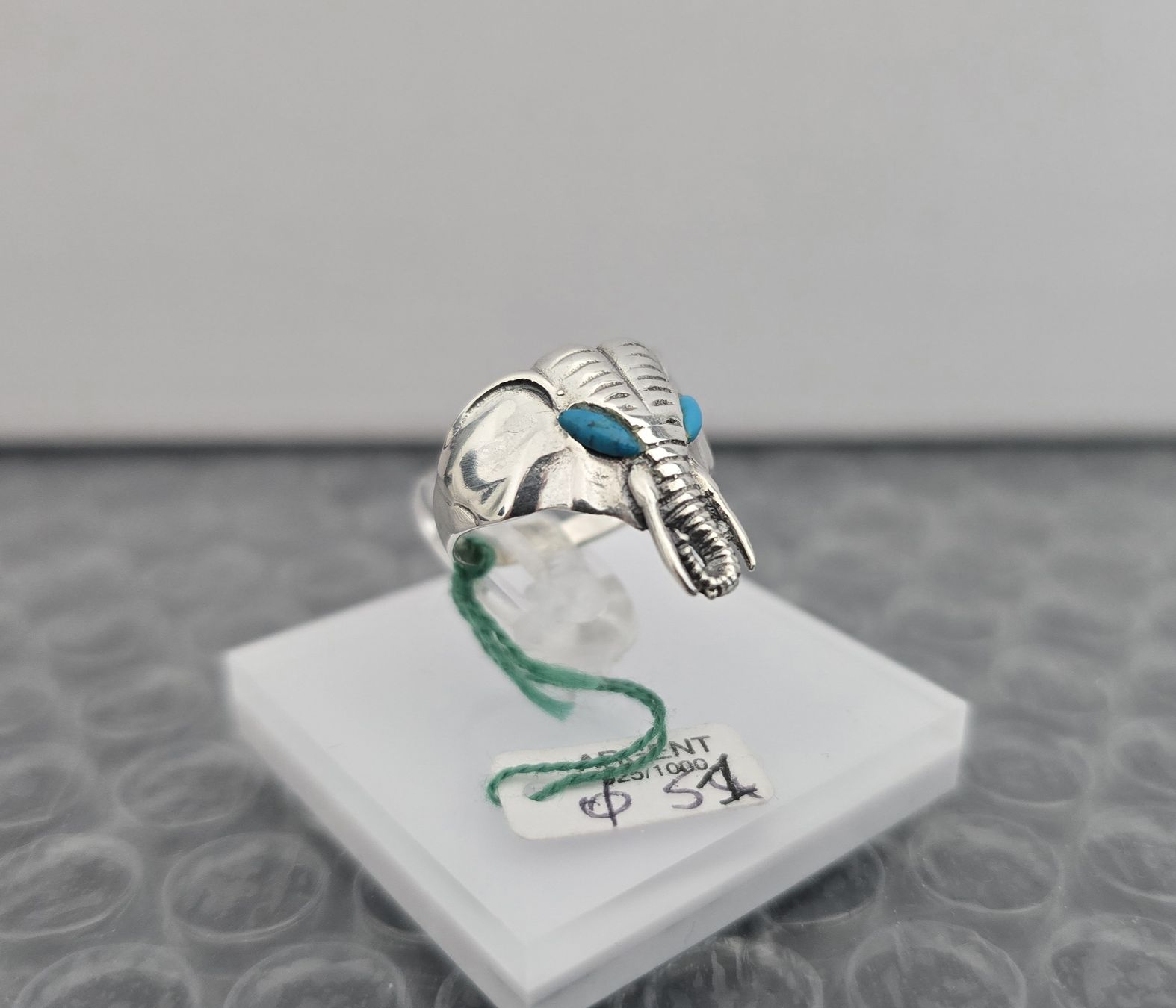 Anelli: Vintage Ring Glücksbringer "Türkis-Elefant" 925 Silber – Usato da Basel venduto da ALEXANDER4056 2