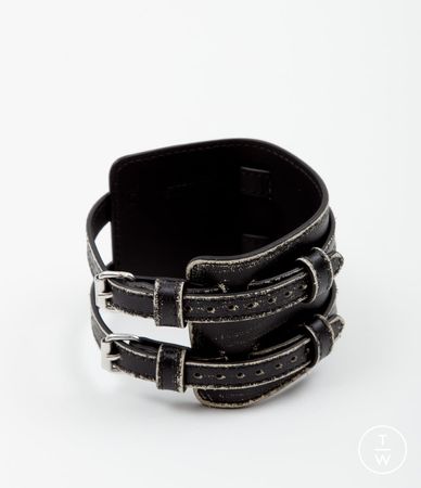 Bracelet MM6 Margiela manchette en cuir noir
