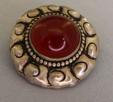 Antike Brosche 800 Silber mit Carneol Stein um 1890
