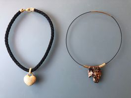 Halskette Set Modeschmuck, Gold Herz Anhänger, Top Zustand