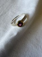 Handgefertigter 925 Silberring mit pinkem Turmalin – Gr. 58