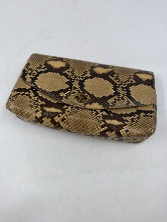 Clutch Tasche Schlangenleder Optik braun 26x15 cm