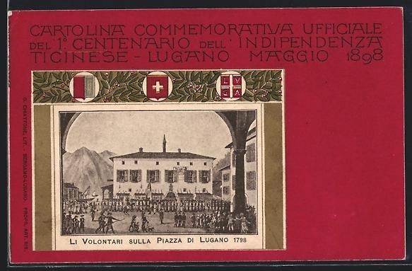 Cartoline postali: Lugano, 1 Centenario dell' Indipendenza  – Usato da Berlin venduto da bartko-reher