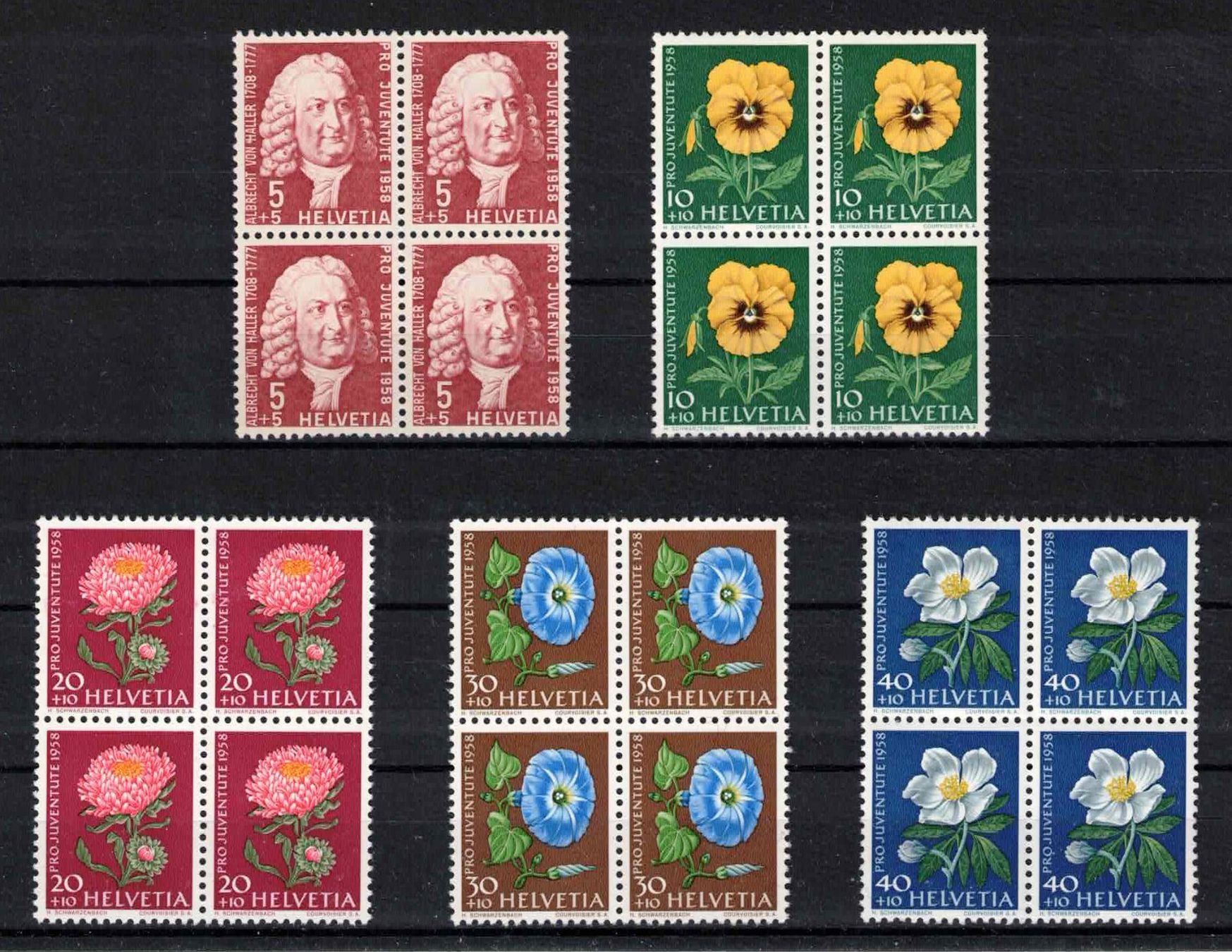 Tutti i francobolli: Pro Juventute 1958 im 4er-Block, postfrisch ** – Nuovo (secondo la descrizione) da Nuglar venduto da Stamp88