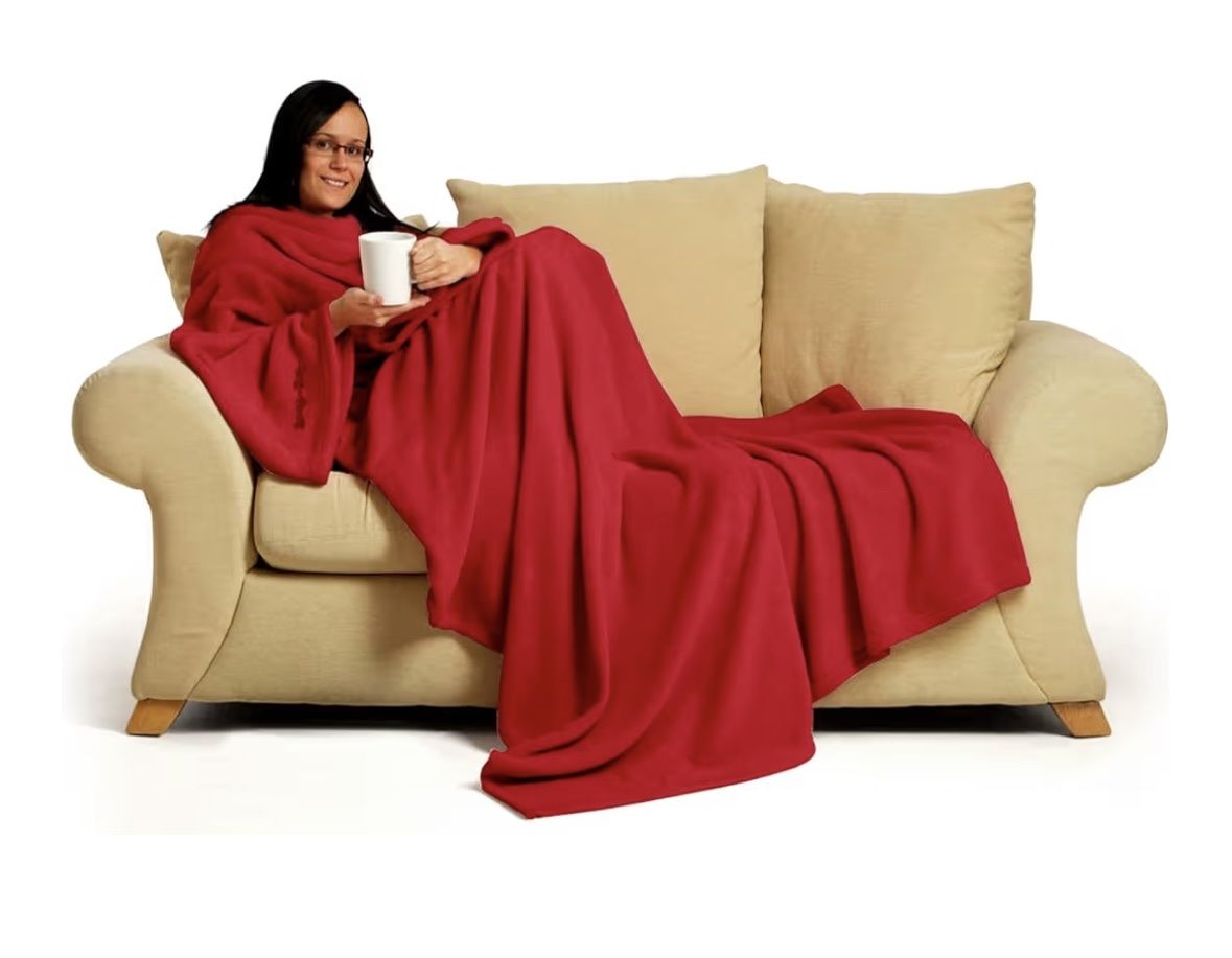 Coperte: Kuscheldecke mit Ärmeln in rot – Usato da Bassersdorf venduto da Sonja103