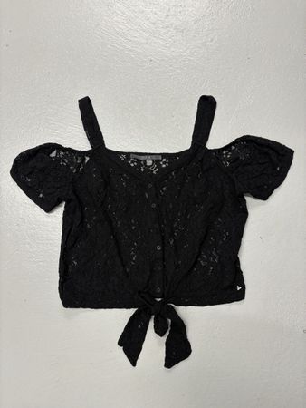 Guess Kurzarm Bluse Gr. L schwarz Spitze