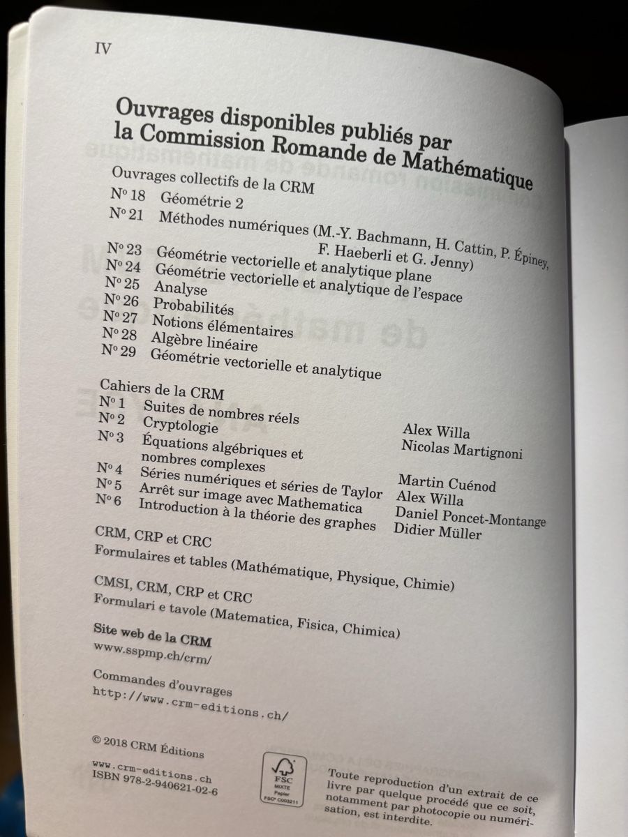Libri: Fundamentum de mathématique analyse  – Usato da Bern venduto da Cleo_ 2