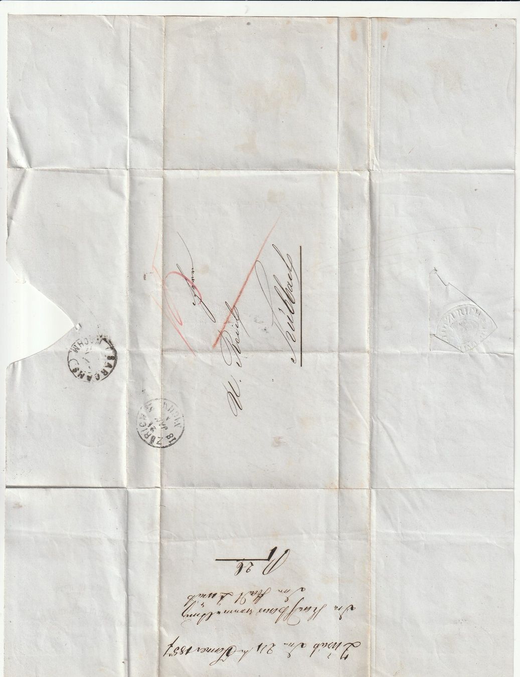 Tutti i francobolli: Faltbrief an W. Reich Trübbach 1857 – Usato da Rupperswil venduto da Ema10 1