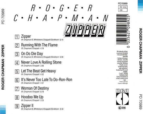 CD: CD Roger Chapman - Zipper (1985) – Usato da Möriken AG venduto da mineralia 1