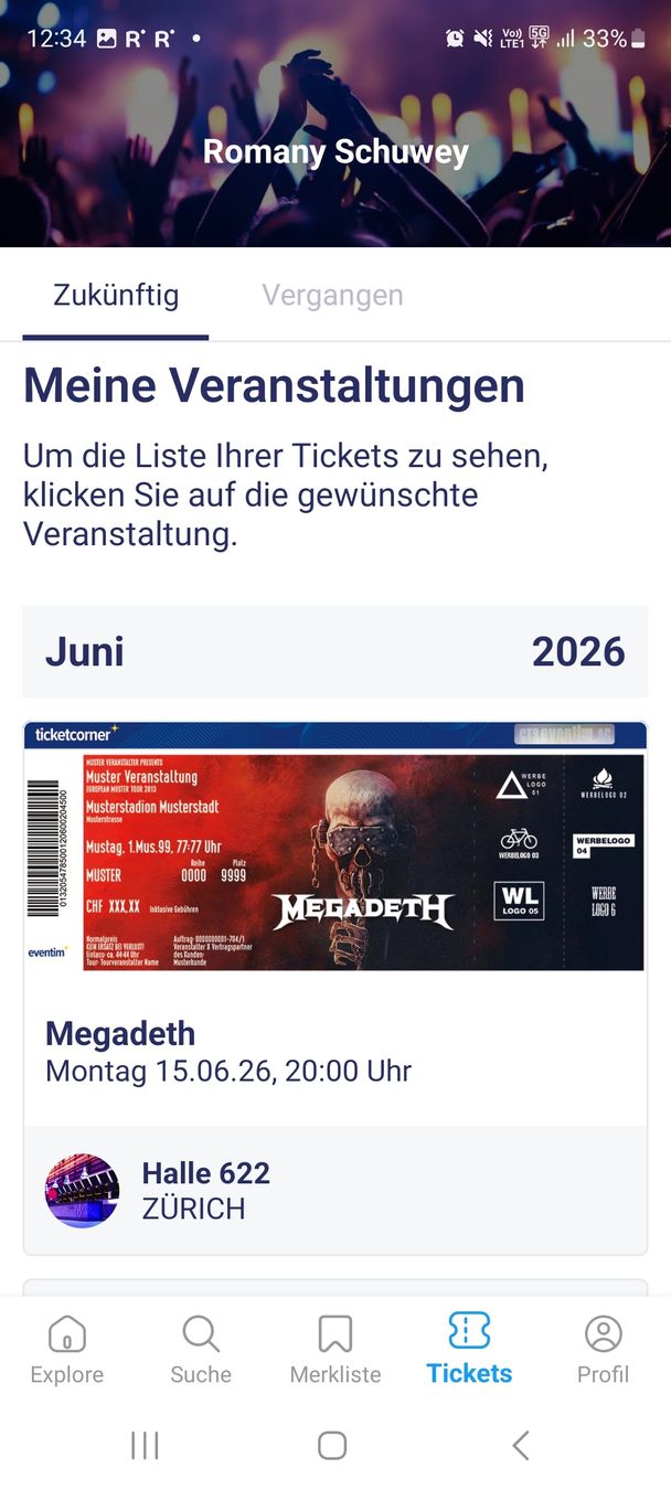 Billets: Konzertticket – Neuf avec emballage d'origine à Plaffeien par RomanyS