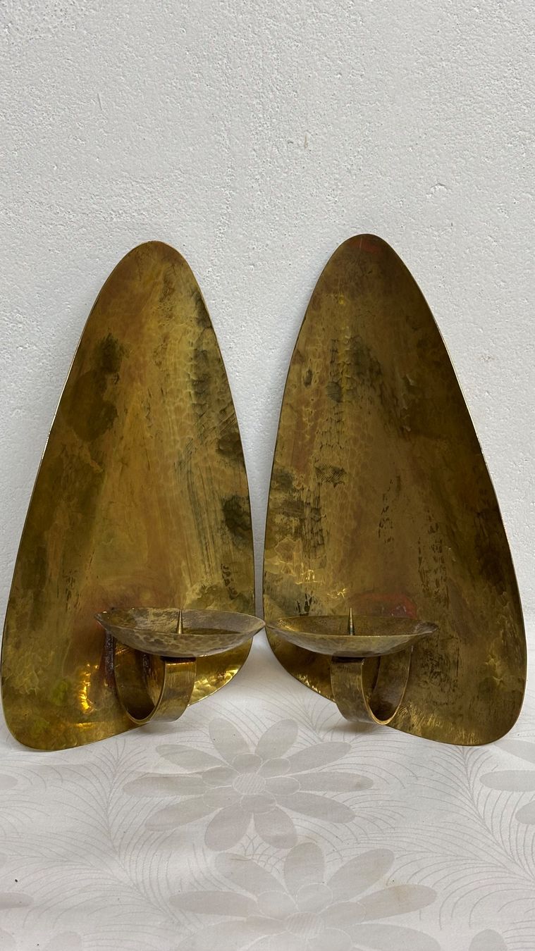 Portacandele: Mid Century Design Brass Wall Sconce Pair – Usato da Zürich venduto da jas_5mwh 2