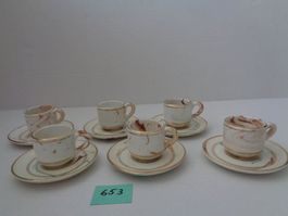 6 Mocca Tassen mit Teller - Hand Made