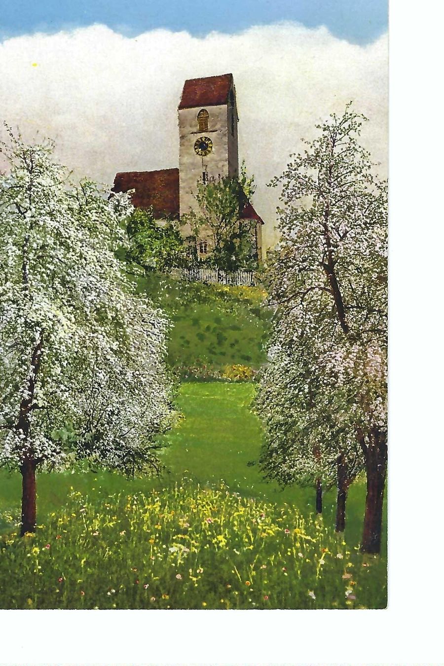 Cartoline postali: Birrwil AG, Kirche & Blühende Bäume, 1916 – Usato da Thun venduto da 44wart