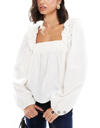 Neu - Weisse Rüschen Bluse, Asos, Gr. S