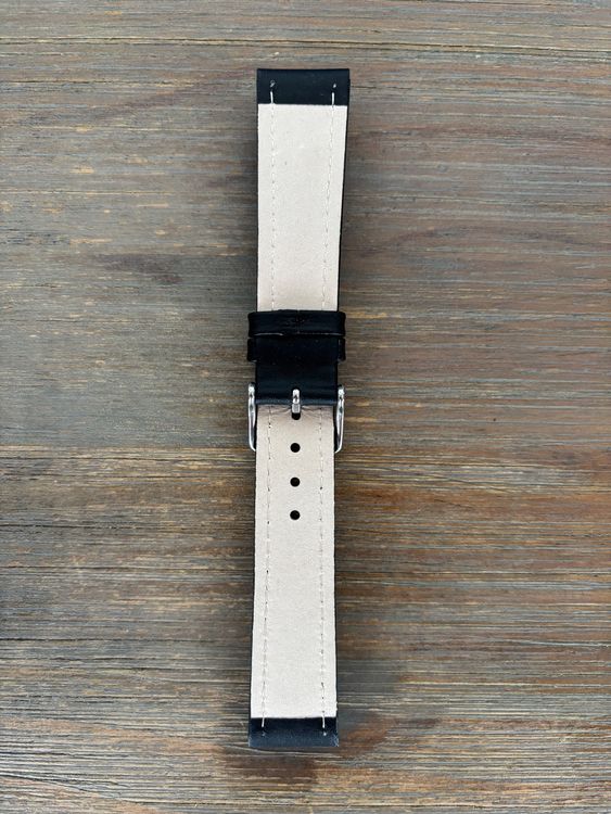 Leder Uhrenarmband schwarz 20mm 3