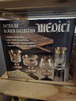 Medici Kristall Gläser set 24 + 2 extra Gläser mit Goldrand