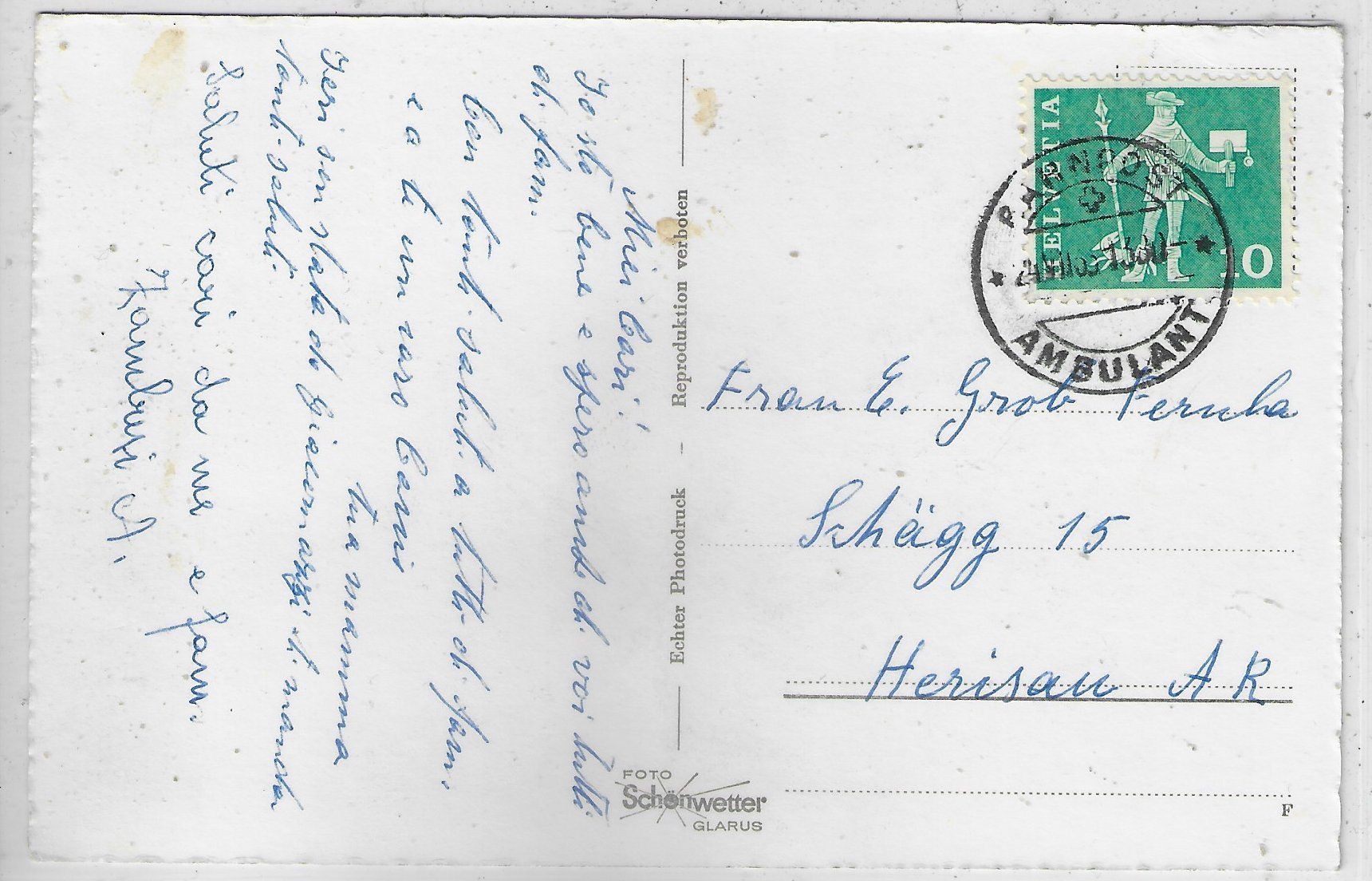 Cartoline postali: Glarus - Bahnhof und Volksgarten – Usato da Ettingen venduto da Kartenplanet 1