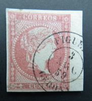 Spanien Correos, 4 Cuartos  Isabelle II  Vollrandig, gest.