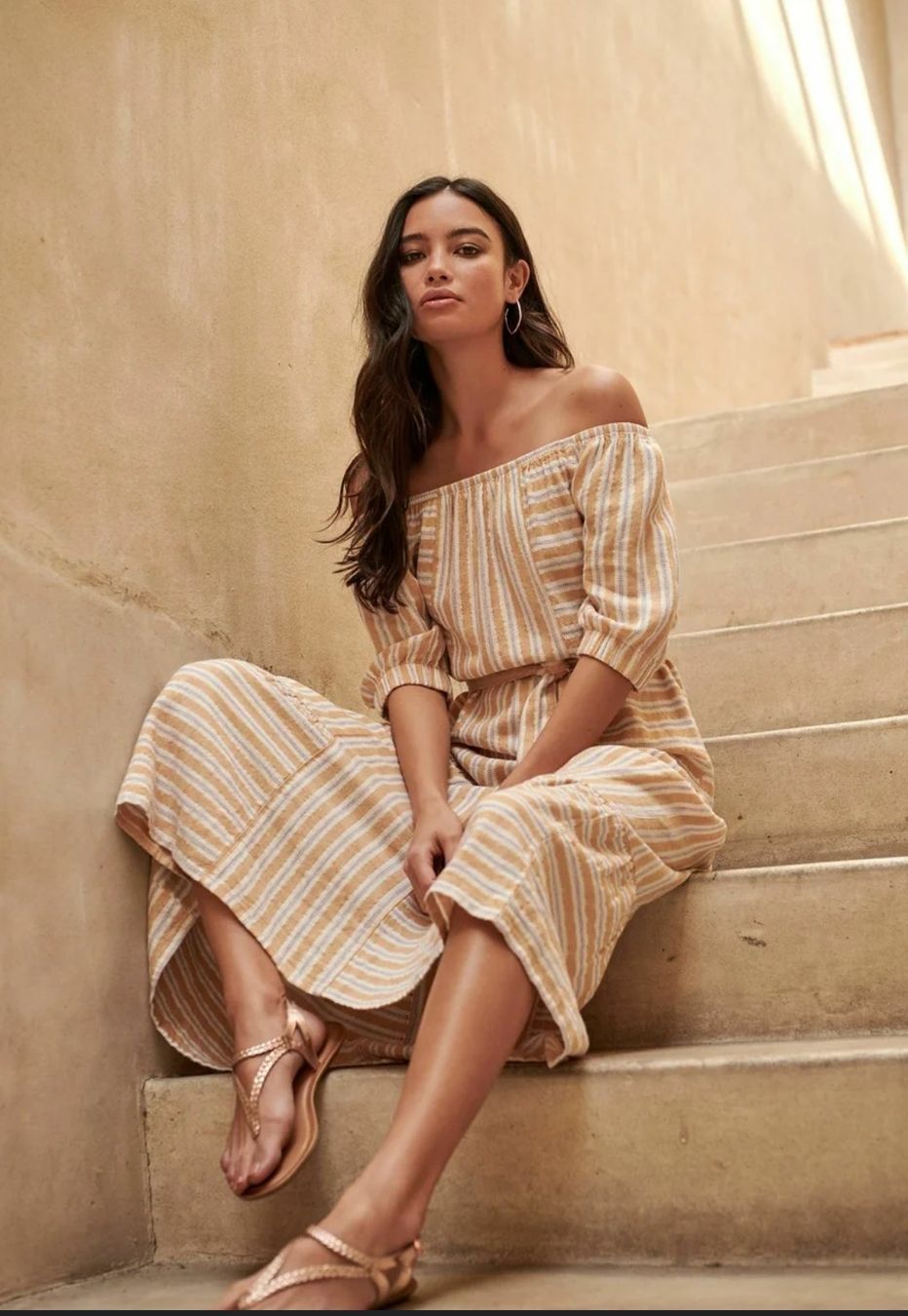 Next Vestiti: Leinenkleid gestreift, Offshoulder, Gr. M beige von Next – Nuovo (secondo la descrizione) da Dübendorf venduto da E2ndway 3