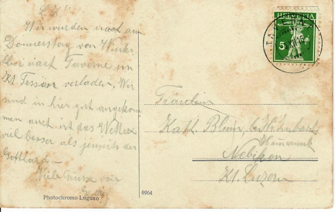 Cartoline postali: Un saluto da Taverne 1915 – Usato da Hochdorf venduto da Ziegel-16 1