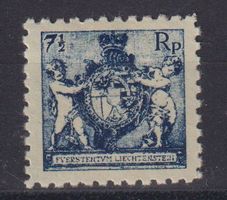 Liechtenstein 1921: Wappenmuster 7.5 Rp. - 49B - Kat. 290.-