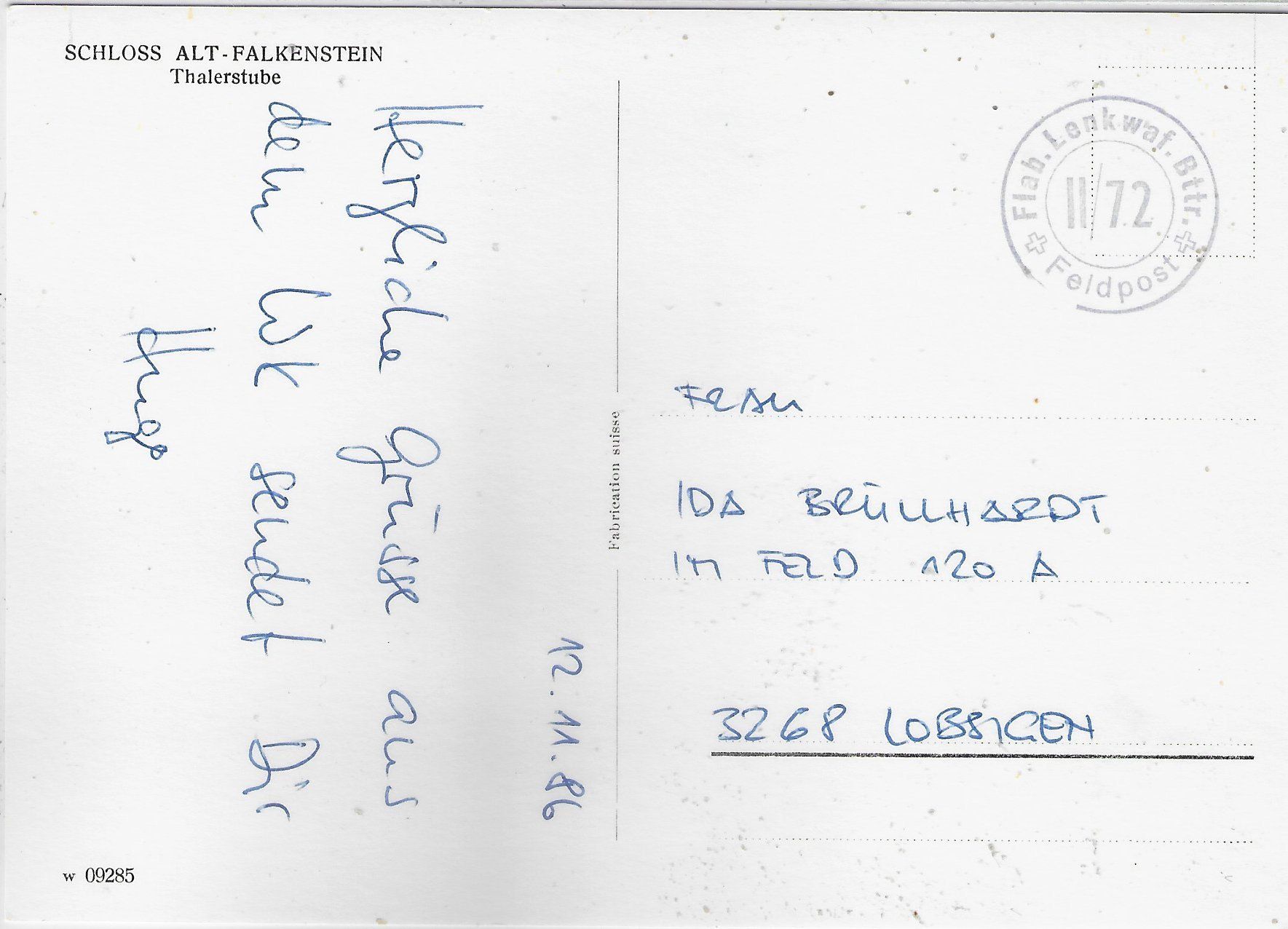 Cartoline postali: Schloss Alt-Falkenstein - Thalerstube – Usato da Ettingen venduto da Kartenplanet 1
