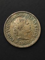 Schweiz 5 Rappen 1908 – Helvetia – Original historische Münz
