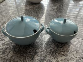 Rössler, 2 blaue Suppenschüsseln