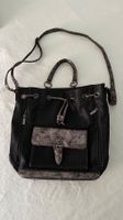 Schwarz/taupgoldene Damen Handtasche / Umhängetasche