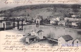 Aarau AG // 1903 Kettenbrücke Teilansicht Aare Brücke